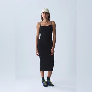 Nu Swim cotton “Ginger” cotton midi dress, black, fits size 2